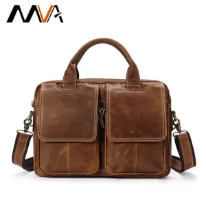 2018 Mva Genuine Leather Men'S Briefcases Men'S Leather Bags Laptop Bag 14 Inch Business Handbags