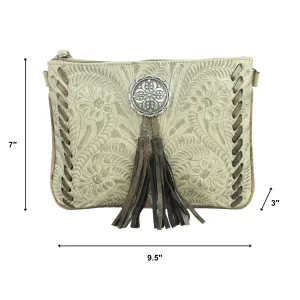 American West Womens Lariats and Lace Sand Leather Crossbody Bag