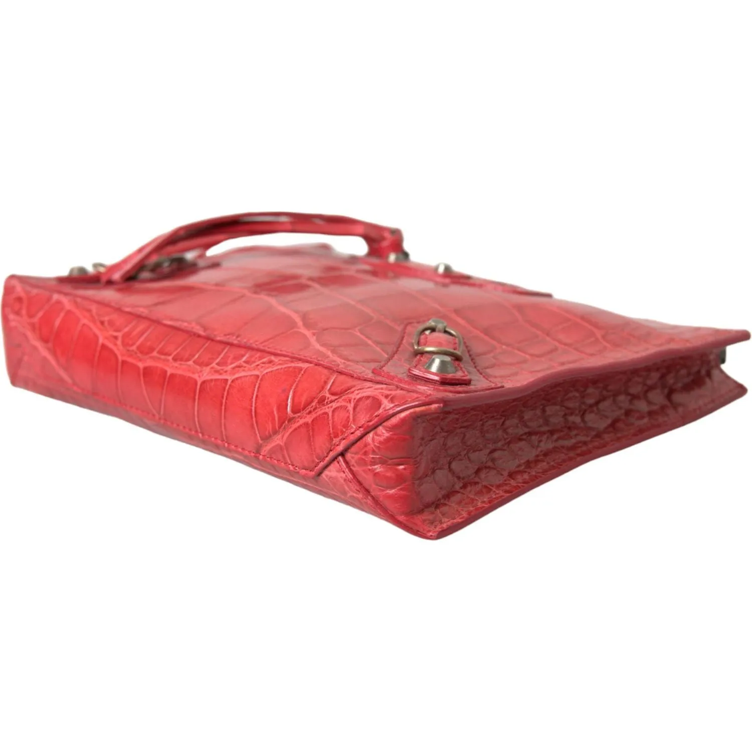 Balenciaga Exotic Red Alligator Leather Clutch