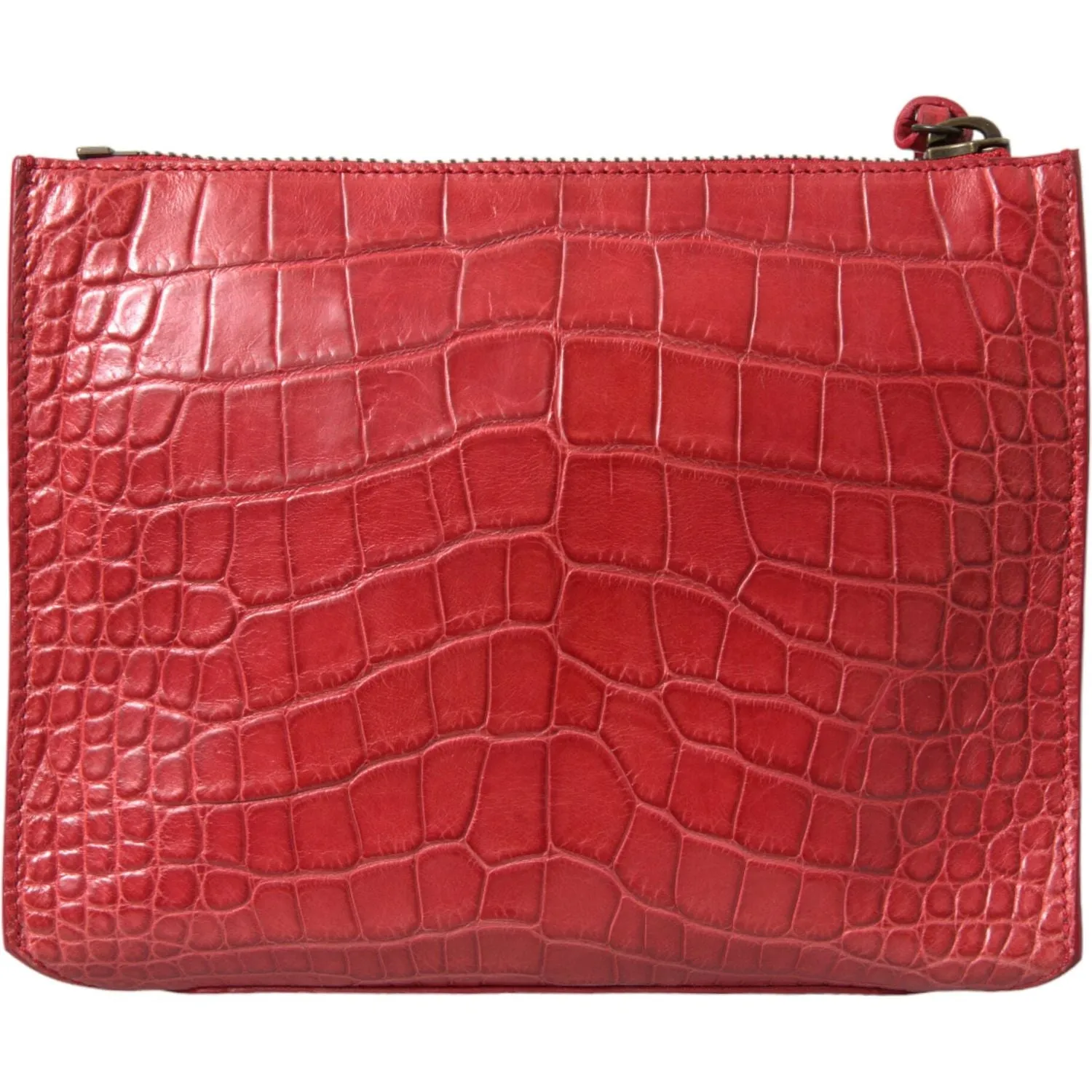 Balenciaga Exotic Red Alligator Leather Clutch