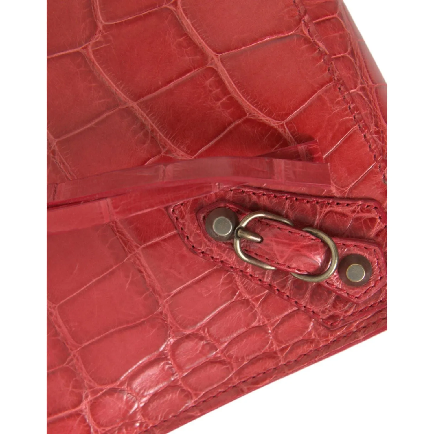 Balenciaga Exotic Red Alligator Leather Clutch