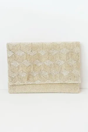 Beaded Clutch - Double Sided Silver