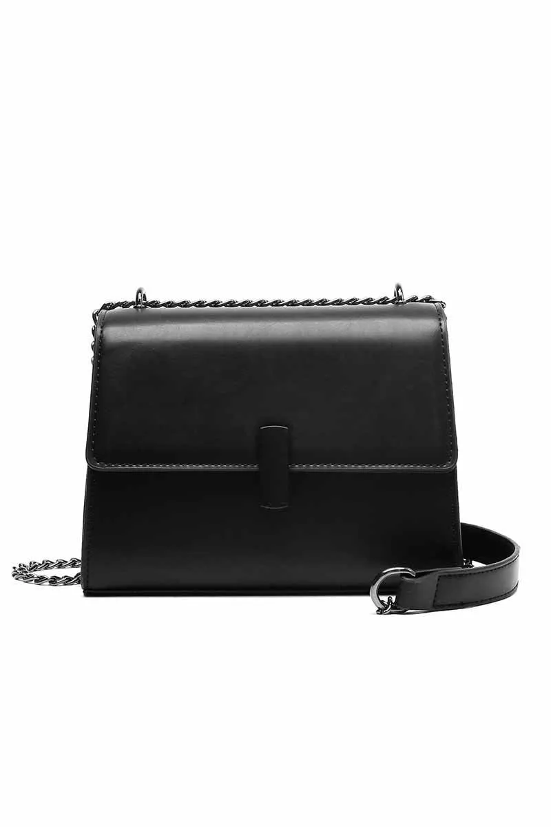 BLACK BUCKLE SIMPLE CHAIN BAG CWAB0484