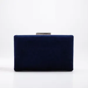 Clara - Dark Blue Velvet Bridal Clutch