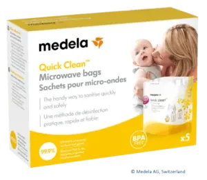 disinfecting breastfeeding accessories, breast shields, teats, MEDELA Quick Clean bags