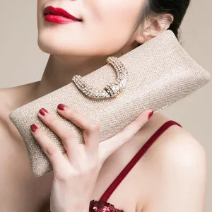 Dress and Cheongsam Socialite Summer Crystal-Studded Sequins Clutch Bag