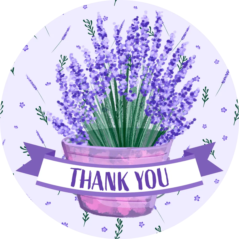 Lavender Thank You Stickers