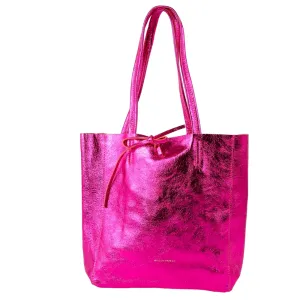 Maison Fanli - Leather Tote - Metallic Fuchsia