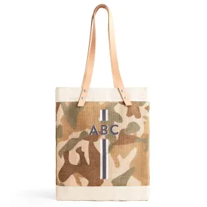 Market Tote in Safari with Black Monogram