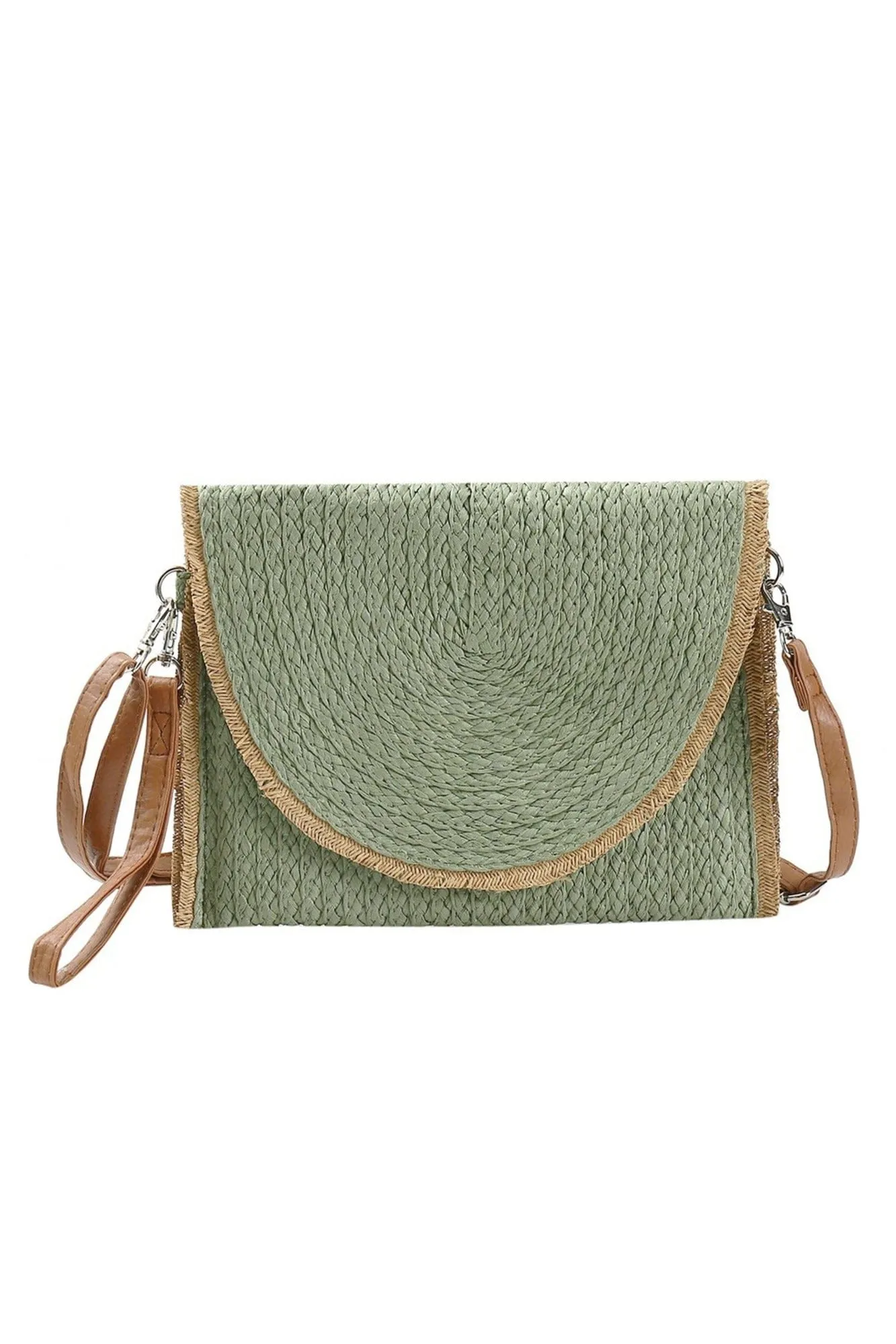 MB0212 Frayed Trim Straw Crossbody/Clutch