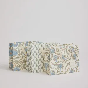 Paper Mirchi Hand Block Printed Medium Gift Bag Blue Stone