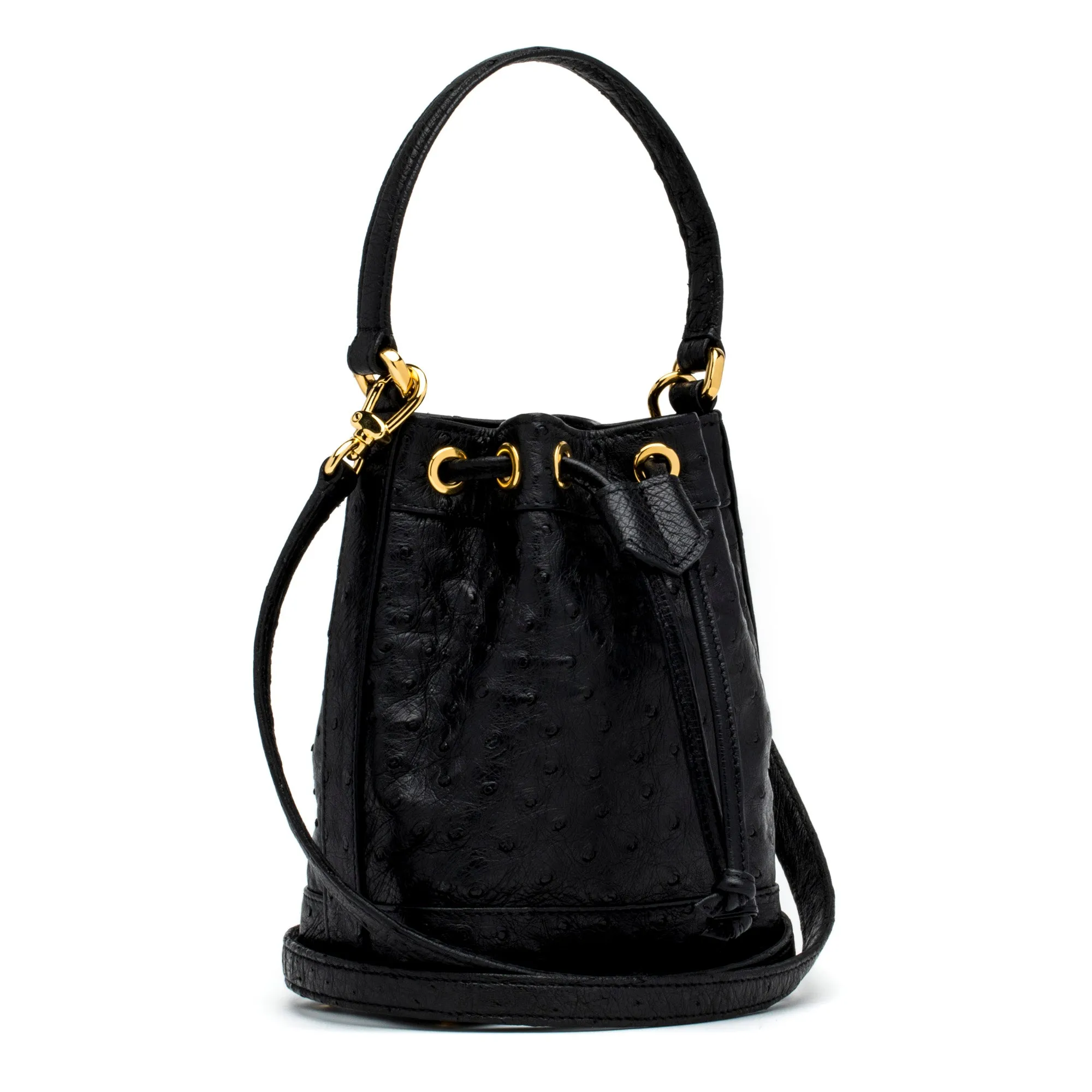 Petite Isla Tote in Black Ostrich