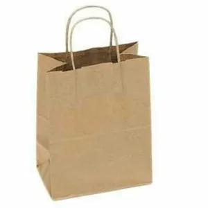 Recycled Natural Kraft Shopping Bags - 8.00" x 4.75" x 10.00"