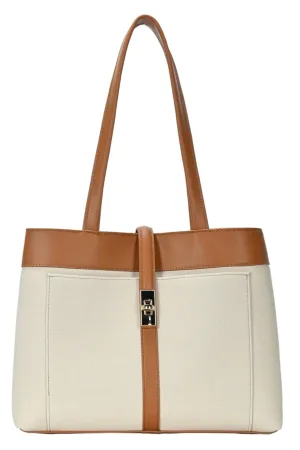 RZ7057 Rachel Zoe Canvas/Leather Three Compartment Tote Bag