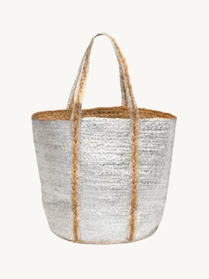 Silver Foil Jute Tote Bag