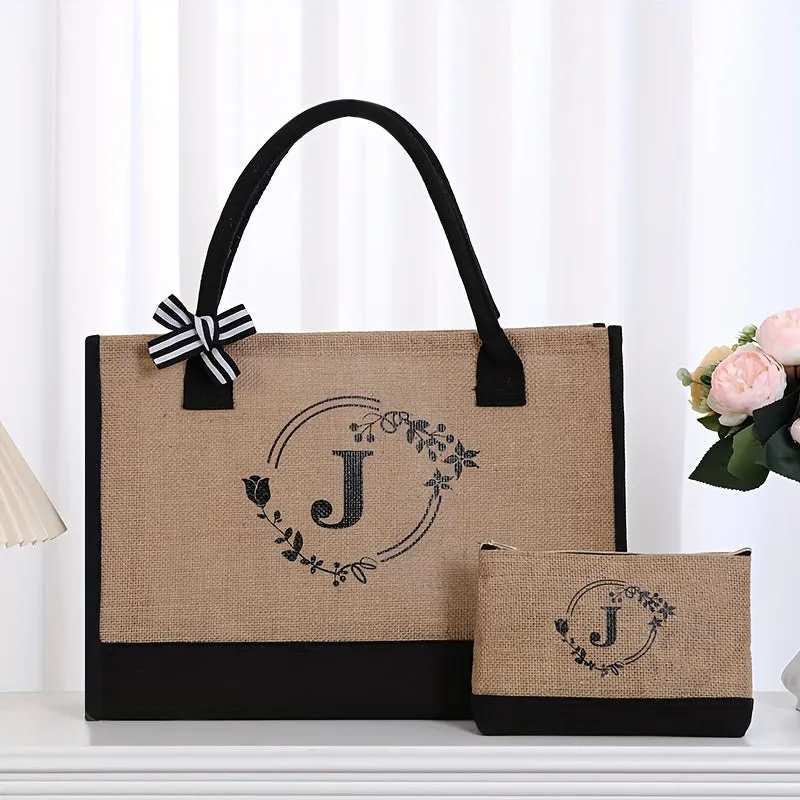 Versatile Letter Print Tote Chic Handbag for Shopping  Gifting