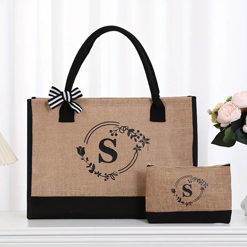 Versatile Letter Print Tote Chic Handbag for Shopping  Gifting