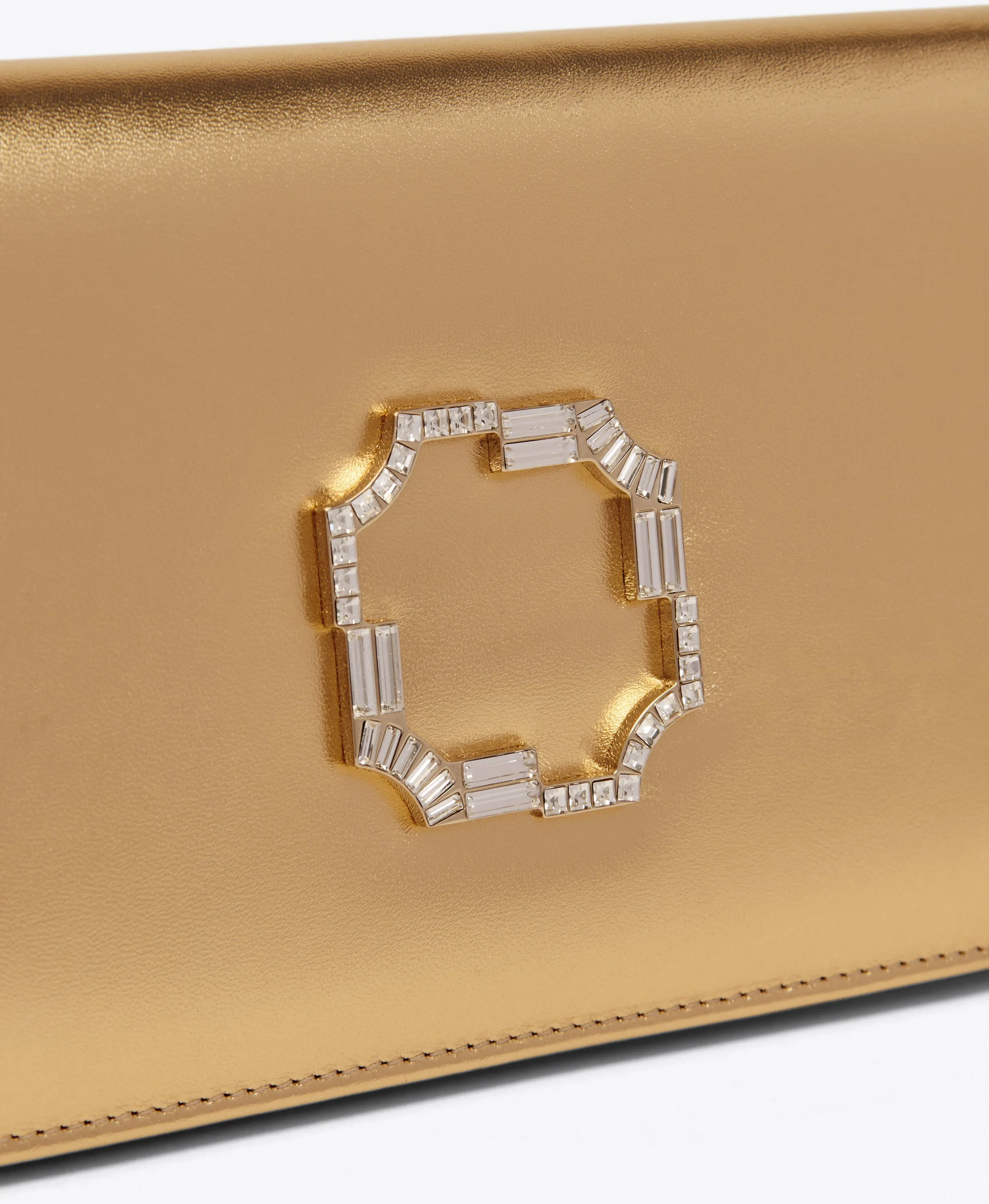 Vivien Gold Leather Clutch Bag