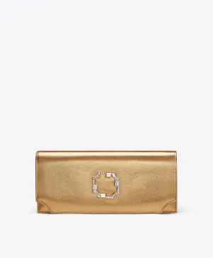 Vivien Gold Leather Clutch Bag