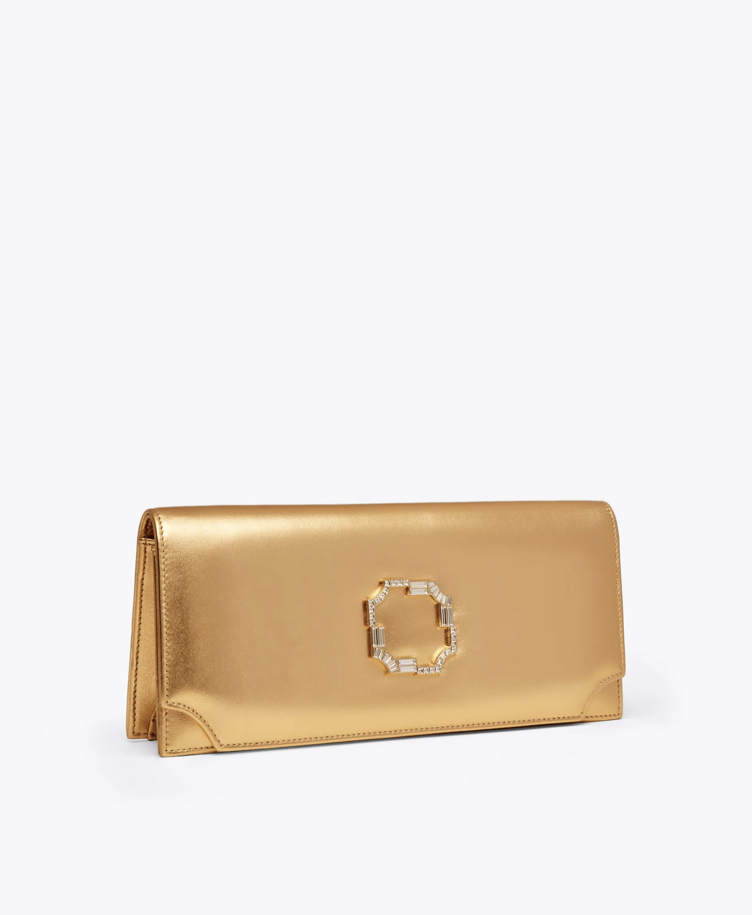 Vivien Gold Leather Clutch Bag